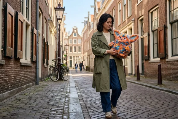 Populaire Labubu The Monsters blind boxes in het schap van een Amsterdamse winkel.