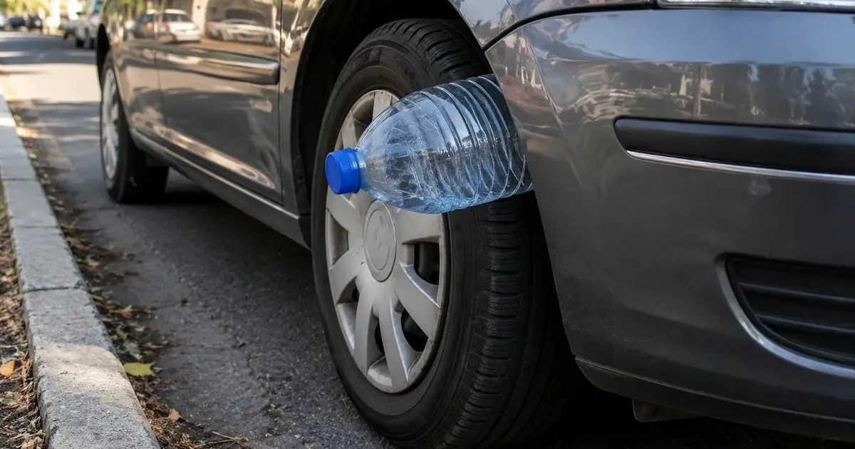 Vind je een plastic fles op je autoband? Dit is waarom je direct moet oppassen